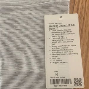 lululemon Wunder Under 7/8 Size 10 NWT